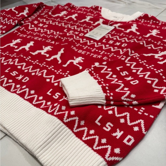 LSKD Limited Release Unisex Running Ugly Christmas Pattern Sweater 1% Better Gym - Picture 12 of 13